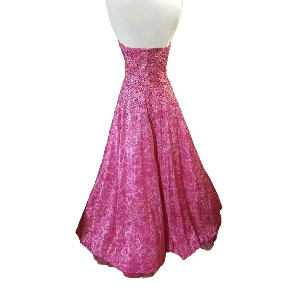Jovani prom Strapless gown Sz 2 ? pink Sequin Padded Princess Barbie Pageant - Picture 2 of 14